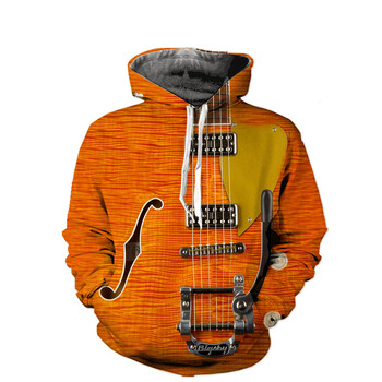 Ретро Музика Guitar Art 3D Print Hoodies Мъжки суичъри с дълги ръкави и качулка Модни улични хип-хоп големи горнища Пуловери