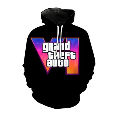 Új Grand Theft Auto Gta 6 kapucnis pulóver játék 3d nyomtatás férfi női divat pulóverek túlméretezett pulóverek pulóverek őszi tréningruha felsők