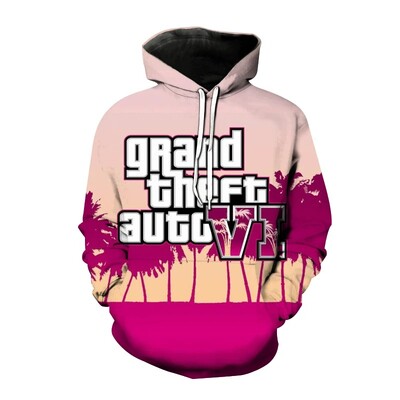 Új Grand Theft Auto Gta 6 kapucnis pulóver játék 3d nyomtatás férfi női divat pulóverek túlméretezett pulóverek pulóverek őszi tréningruha felsők