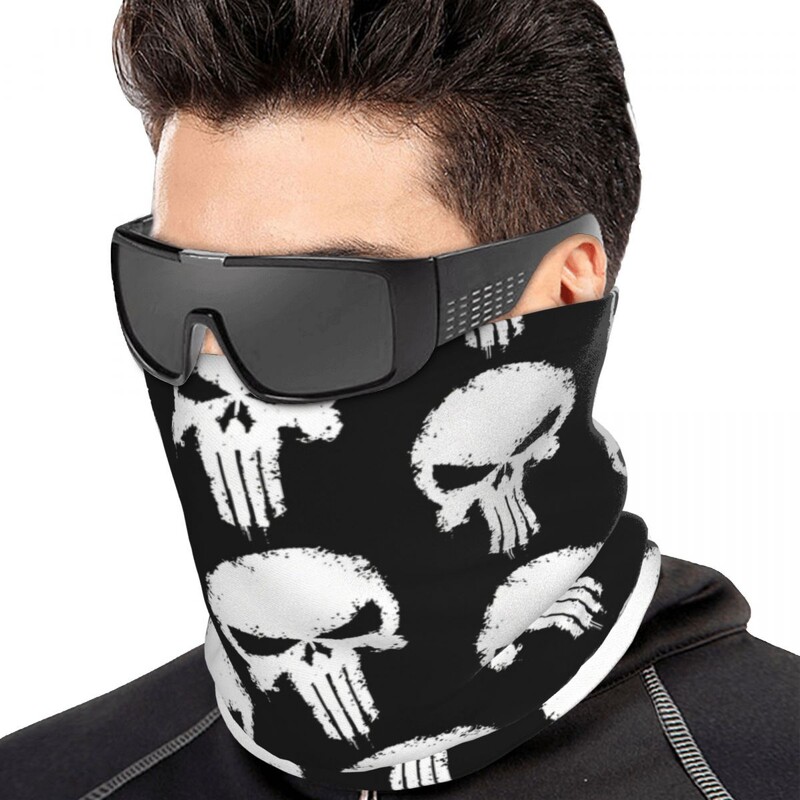 Punisher Splatter Effect Skull Bandana Neck Gaiter Vēja necaurlaidīga sejas maska Šalle Apvalks Sieviešu Vīriešu Galvassegas