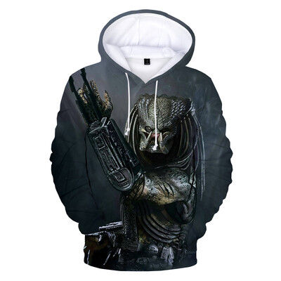 Mikiny s kapucňou Predator s 3D potlačou pre mužov a ženy, ležérne mikiny s kapucňou, filmový vzor, hip hopový sveter, pánska módna nadrozmerná mikina