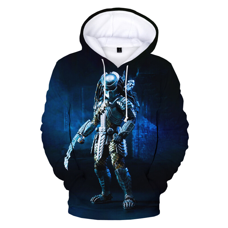 Mikiny s kapucňou Predator s 3D potlačou pre mužov a ženy, ležérne mikiny s kapucňou, filmový vzor, hip hopový sveter, pánska módna nadrozmerná mikina