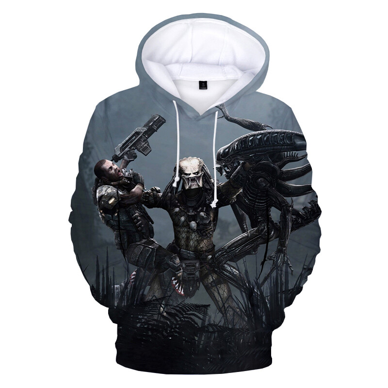 Mikiny s kapucňou Predator s 3D potlačou pre mužov a ženy, ležérne mikiny s kapucňou, filmový vzor, hip hopový sveter, pánska módna nadrozmerná mikina