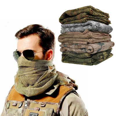 Ανδρικά 190*90cm Tactical Military KeffIyeh Διχτυωτό κασκόλ λαιμού Scrim Veil Shemagh Head Wrap Face Κασκόλ Bandana Outfit Headband