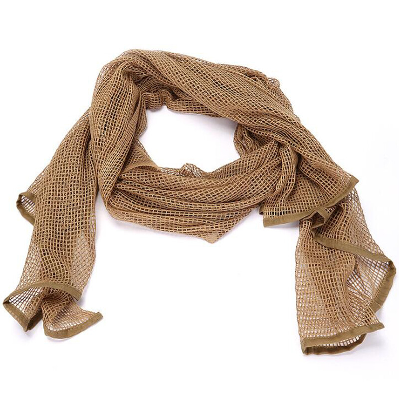 Férfi 190*90 cm-es taktikai katonai KeffIyeh hálós nyaksál Scrim Veil Shemagh fejfedő arcsál Bandana Outfit fejpánt