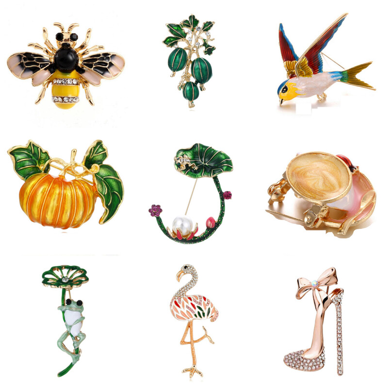 Jauki putni zars sakta sakausējums daudzkrāsains putns ziedu koks dzīvnieks piespraudes piespraudes modes rotaslietas dāvana sievietēm bērniem, mēteļa piespraude