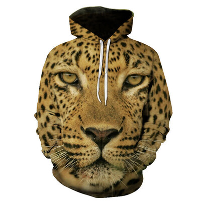Mikiny s kapucňou s prírodným zvieracím leopardím vzorom, 3D potlačou geparda a mikinou s kapucňou pre mužov a ženy, módna mikina, športové oblečenie, pánske oblečenie
