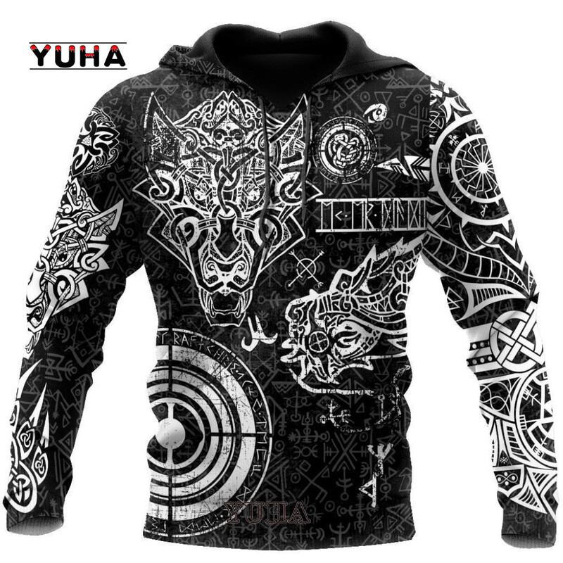 Hanorac pentru bărbați la modă nouă, model de lup 3D, hanorac largi de toamnă, hanorac de stradă pentru bărbați.