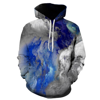 Galaxy Hoodie Värviline isikupärastatud muster 3D prinditud kapuuts Meeste Tänavaspordi Topid Hip-hop Pullover Pusad Kapuutsiga meeste jaoks
