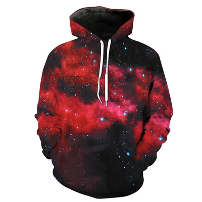 Galaxy Hoodie Värviline isikupärastatud muster 3D prinditud kapuuts Meeste Tänavaspordi Topid Hip-hop Pullover Pusad Kapuutsiga meeste jaoks