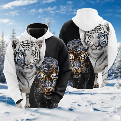 Goth Tiger Graphic Džemperi Harajuku Fashion Y2k Sieviešu Kapucis Ikdienas šausmu Dzīvnieku Kapuči Vīriešiem Apģērbi Hip Hop Puloveri