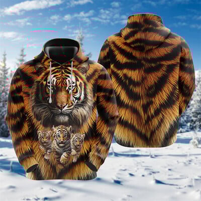 Goth Tiger Graphic Džemperi Harajuku Fashion Y2k Sieviešu Kapucis Ikdienas šausmu Dzīvnieku Kapuči Vīriešiem Apģērbi Hip Hop Puloveri