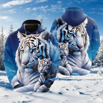 Goth Tiger Graphic Džemperi Harajuku Fashion Y2k Sieviešu Kapucis Ikdienas šausmu Dzīvnieku Kapuči Vīriešiem Apģērbi Hip Hop Puloveri