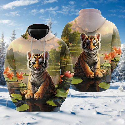 Goth Tiger Graphic Džemperi Harajuku Fashion Y2k Sieviešu Kapucis Ikdienas šausmu Dzīvnieku Kapuči Vīriešiem Apģērbi Hip Hop Puloveri