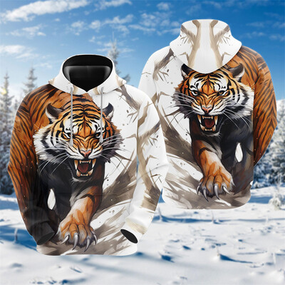 Goth Tiger Graphic Džemperi Harajuku Fashion Y2k Sieviešu Kapucis Ikdienas šausmu Dzīvnieku Kapuči Vīriešiem Apģērbi Hip Hop Puloveri