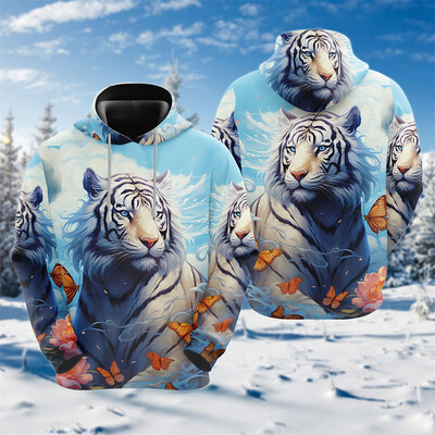 Goth Tiger Graphic Džemperi Harajuku Fashion Y2k Sieviešu Kapucis Ikdienas šausmu Dzīvnieku Kapuči Vīriešiem Apģērbi Hip Hop Puloveri