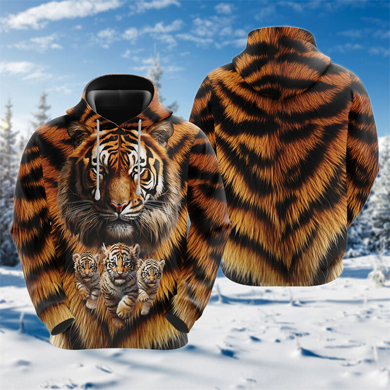 Goth Tiger Graphic Džemperi Harajuku Fashion Y2k Sieviešu Kapucis Ikdienas šausmu Dzīvnieku Kapuči Vīriešiem Apģērbi Hip Hop Puloveri