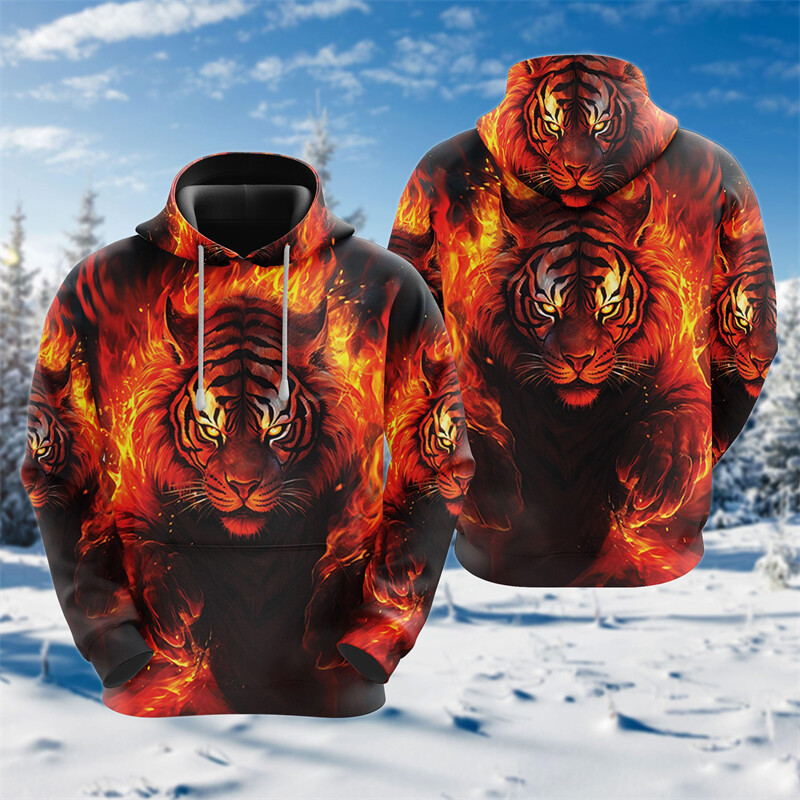 Goth Tiger Graphic Džemperi Harajuku Fashion Y2k Sieviešu Kapucis Ikdienas šausmu Dzīvnieku Kapuči Vīriešiem Apģērbi Hip Hop Puloveri