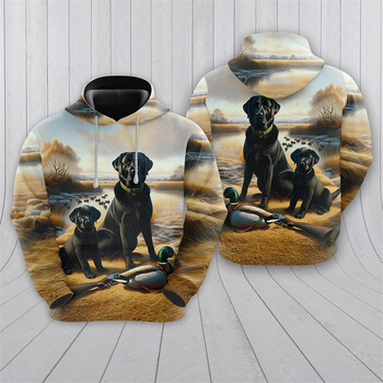 Labrador Hunting Graphic Sweatshirts Harajuku Fashion Dog Hunt Hoodies За мъже Дрехи Ежедневни Ежедневни Анцуг Дива патица Топ за момче