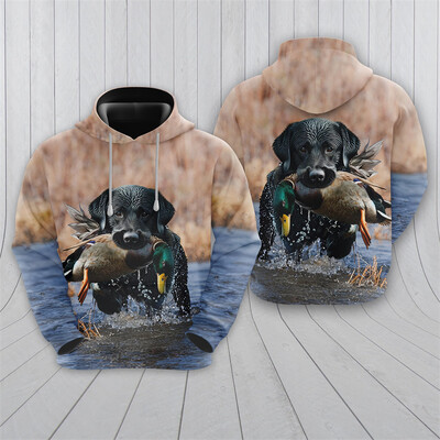 Labrador vadászat grafikus pulóverek Harajuku divat kutyavadász pulóverek férfiaknak ruhák alkalmi alkalmi vadkacsa tréningruha fiú felső