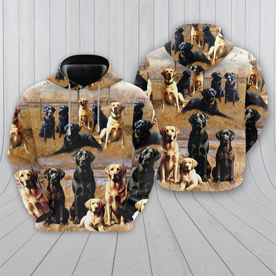 Labrador vadászat grafikus pulóverek Harajuku divat kutyavadász pulóverek férfiaknak ruhák alkalmi alkalmi vadkacsa tréningruha fiú felső