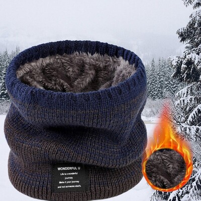 Ziemas šalle vīriešiem Fleece Ring Bandana Trikotāžas silta masīva šalle Sieviešu kakla sildītājs Bieza kašmira karsta kabatlakatiņa slēpošanas maska
