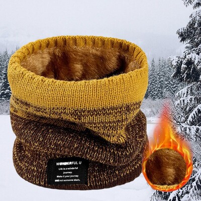 Ziemas šalle vīriešiem Fleece Ring Bandana Trikotāžas silta masīva šalle Sieviešu kakla sildītājs Bieza kašmira karsta kabatlakatiņa slēpošanas maska