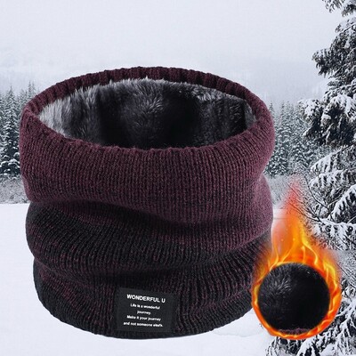 Ziemas šalle vīriešiem Fleece Ring Bandana Trikotāžas silta masīva šalle Sieviešu kakla sildītājs Bieza kašmira karsta kabatlakatiņa slēpošanas maska