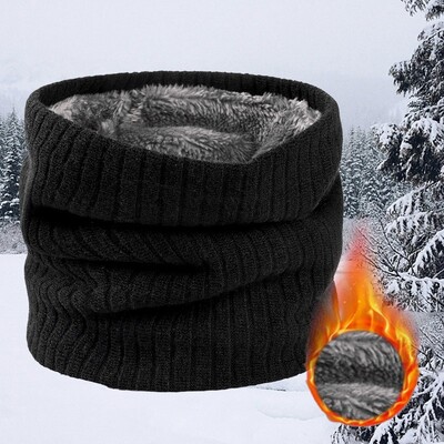 Ziemas šalle vīriešiem Fleece Ring Bandana Trikotāžas silta masīva šalle Sieviešu kakla sildītājs Bieza kašmira karsta kabatlakatiņa slēpošanas maska