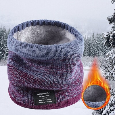 Ziemas šalle vīriešiem Fleece Ring Bandana Trikotāžas silta masīva šalle Sieviešu kakla sildītājs Bieza kašmira karsta kabatlakatiņa slēpošanas maska