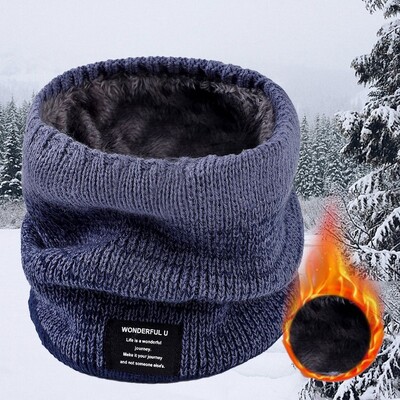 Ziemas šalle vīriešiem Fleece Ring Bandana Trikotāžas silta masīva šalle Sieviešu kakla sildītājs Bieza kašmira karsta kabatlakatiņa slēpošanas maska