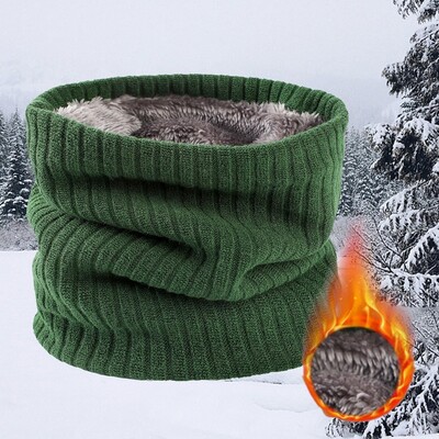 Ziemas šalle vīriešiem Fleece Ring Bandana Trikotāžas silta masīva šalle Sieviešu kakla sildītājs Bieza kašmira karsta kabatlakatiņa slēpošanas maska