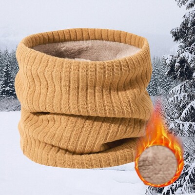 Ziemas šalle vīriešiem Fleece Ring Bandana Trikotāžas silta masīva šalle Sieviešu kakla sildītājs Bieza kašmira karsta kabatlakatiņa slēpošanas maska