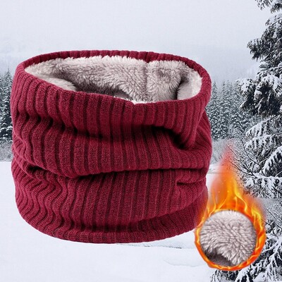 Ziemas šalle vīriešiem Fleece Ring Bandana Trikotāžas silta masīva šalle Sieviešu kakla sildītājs Bieza kašmira karsta kabatlakatiņa slēpošanas maska