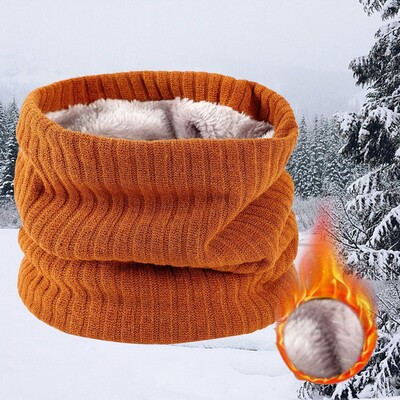 Ziemas šalle vīriešiem Fleece Ring Bandana Trikotāžas silta masīva šalle Sieviešu kakla sildītājs Bieza kašmira karsta kabatlakatiņa slēpošanas maska