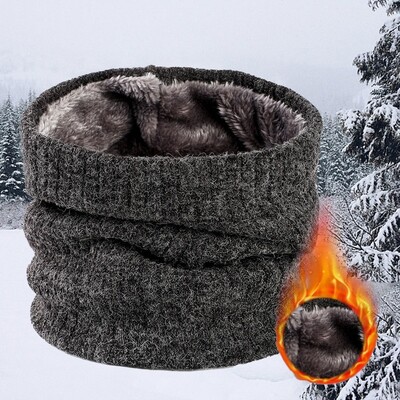 Ziemas šalle vīriešiem Fleece Ring Bandana Trikotāžas silta masīva šalle Sieviešu kakla sildītājs Bieza kašmira karsta kabatlakatiņa slēpošanas maska