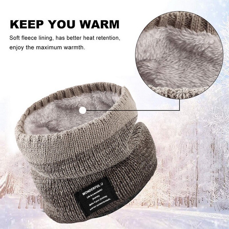 Žieminis skara vyrams Fleece Ring Bandana Megztas Šiltas Tvirtas Šalikas Moteriškas Kaklas Šiltesnis Storas Kašmyro karštas Nosina Slidinėjimo Kaukė