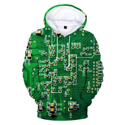 Mikiny s kapucňou s plošnými spojmi CPU pre mužov, 3D vtipné potlačené elektronické čipy, mikiny s kapucňou, detské mikiny s kapucňou