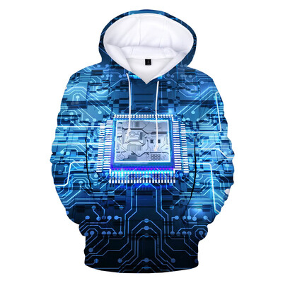 Mikiny s kapucňou s plošnými spojmi CPU pre mužov, 3D vtipné potlačené elektronické čipy, mikiny s kapucňou, detské mikiny s kapucňou