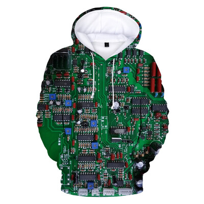 Mikiny s kapucňou s plošnými spojmi CPU pre mužov, 3D vtipné potlačené elektronické čipy, mikiny s kapucňou, detské mikiny s kapucňou
