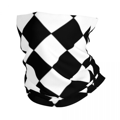 Μαύρο και άσπρο καρό μπαντάνα γκέτα λαιμού με εμπριμέ μάσκα περιτυλίγματος Κασκόλ Πολυλειτουργικό καπέλα Αθλητισμός εξωτερικού χώρου Unisex για ενήλικες
