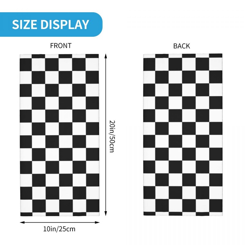 Μαύρο και άσπρο καρό μπαντάνα γκέτα λαιμού με εμπριμέ μάσκα περιτυλίγματος Κασκόλ Πολυλειτουργικό καπέλα Αθλητισμός εξωτερικού χώρου Unisex για ενήλικες