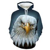 Pánska mikina s kapucňou s 3D potlačou a vintage orlom, ležérna, nadrozmerná, populárna, streetwear, módne topy, trendy, pánske oblečenie