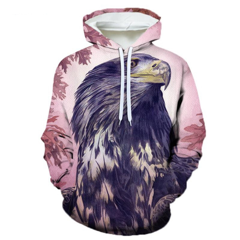 Pánska mikina s kapucňou s 3D potlačou a vintage orlom, ležérna, nadrozmerná, populárna, streetwear, módne topy, trendy, pánske oblečenie