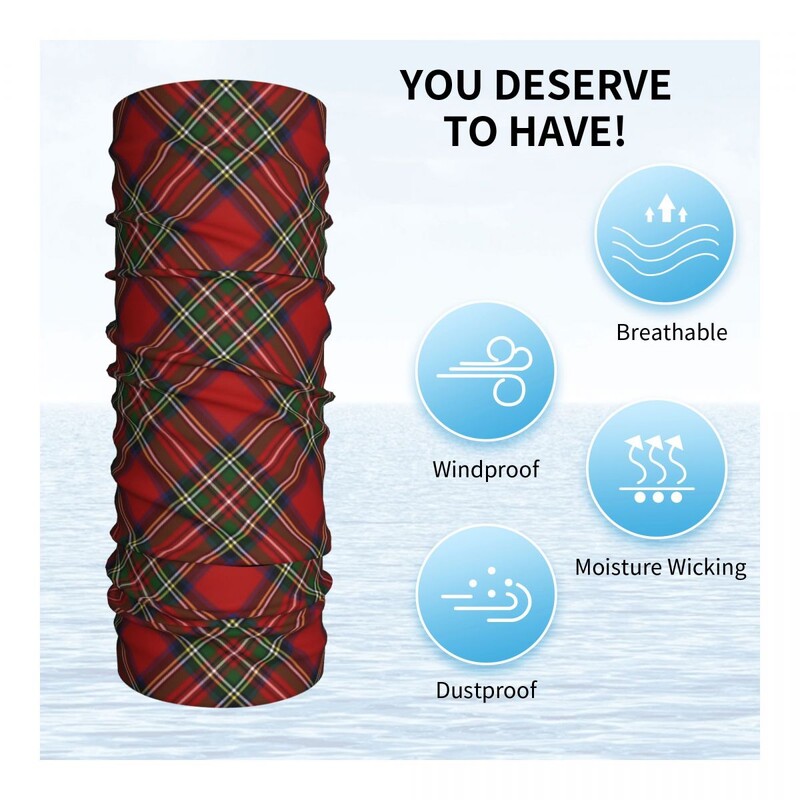 Royal Stewart Tartan Cross Plaid Bandana Neck Gaiter s potlačou, maska, šatka, multifunkčná maska na tvár, turistika, rybolov, dospelí, celá sezóna