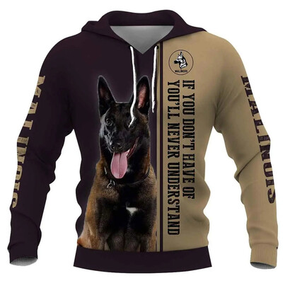 Belgia Malinois Animeli 3D graafilised kapuutsid meestele Naiste riided vabaaja pulloverid pikkade varrukatega kapuuts sügisene dressipluus rõivad