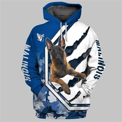 Belgian Malinois Animel Hanorace grafice 3D pentru bărbați, femei, haine, ocazional, pulovere, hanorac cu mânecă lungă, hanorac de toamnă