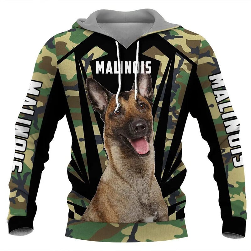 Belgia Malinois Animeli 3D graafilised kapuutsid meestele Naiste riided vabaaja pulloverid pikkade varrukatega kapuuts sügisene dressipluus rõivad