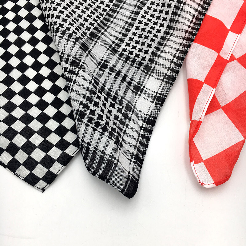 Melns, balts pleds bandanas vīriešiem kabatas kvadrātveida šalle kokvilnas sieviešu galvas saite kakla lakats galvassegas sporta riteņbraukšanas maska