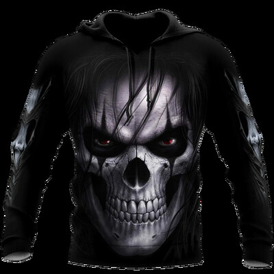 Ανδρικά Horror Skull Graphic Hoodies για άντρες Φθινοπωρινό 3d Full Print Harajuku Μακρυμάνικο Top Casual Streetwear Hooded Tees Ρούχα